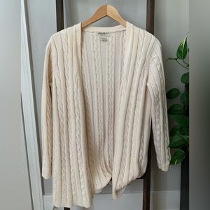 Eddie Bauer Cream Cable Knit Open Cardigan